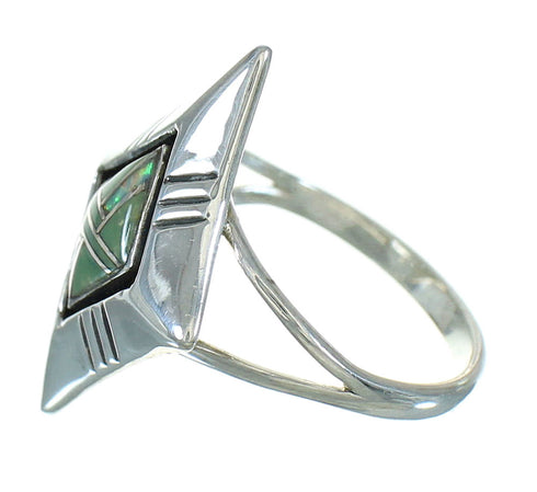Southwest Turquoise And Opal Inlay Sterling Silver Ring Size 5-1/2 WX73599